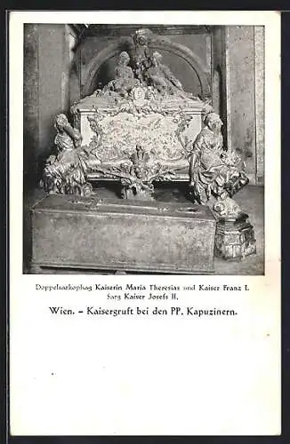 AK Wien, Kaisergruft bei den PP. Kapuzinern, Doppelsarkophag Kaiserin Maria Theresia und Kaiser Franz I.