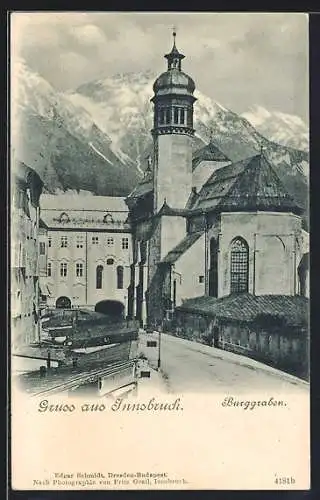 AK Innsbruck, Burggraben mit Kirche