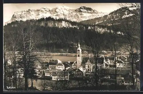 AK Bezau, Teilansicht mit Kirche