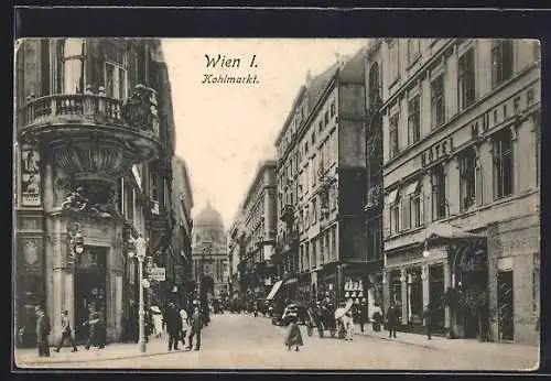 AK Wien, Strasse am Kohlmarkt mit Hotel Müller