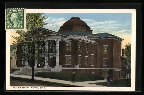 AK Akron, OH, Temple Israel, Synagoge im Abendlicht