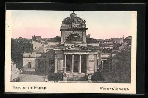 AK Warschau, Synagoge mit Eingangsportal