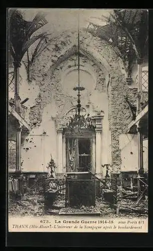 AK Thann /Hte-Alsace, L`interieur de la Synagogue après le bombardement