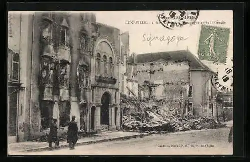 AK Lunéville, Synagoge nach dem Brand