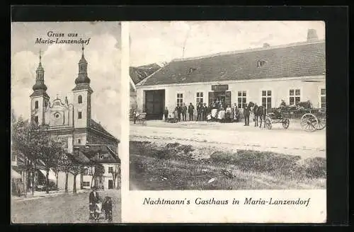 AK Maria-Lanzendorf, Gasthaus Nachtmann, Wallfahrtskirche