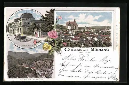 Lithographie Mödling bei Wien, Cursalon, Mödling Klausen