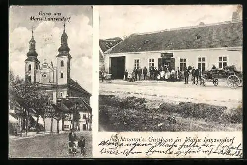 AK Maria-Lanzendorf, Gasthaus Nachtmann, Wallfahrtskirche