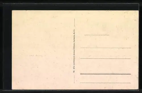 AK Idolsberg, Franz Arons Gasthaus-Fleischhauerei zum weissen Lamm, Kamppartie, Gesamtansicht aus der Vogelschau