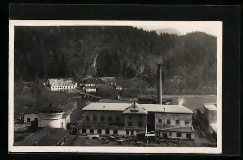 AK Brückl, Chlorfabrik mit Gut Reinegg aus der Vogelschau