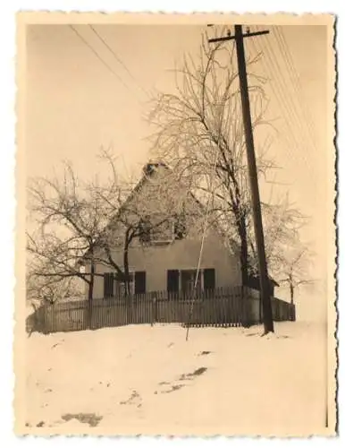 4 Fotografien unbekannter Fotograf, Ansicht Burgthann, Einfamilienhaus am Stadtrand 1937-1939