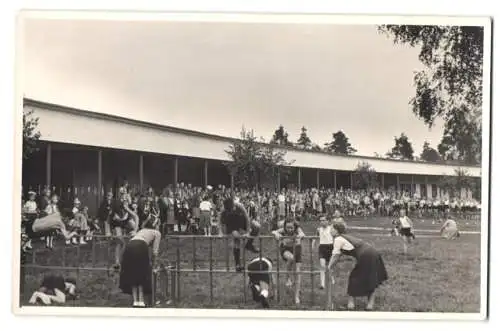 4 Fotografien Franz Freytag, Berlin-Grunewald, Ansicht Berlin-Grunewald, Kinder beim Sportfest