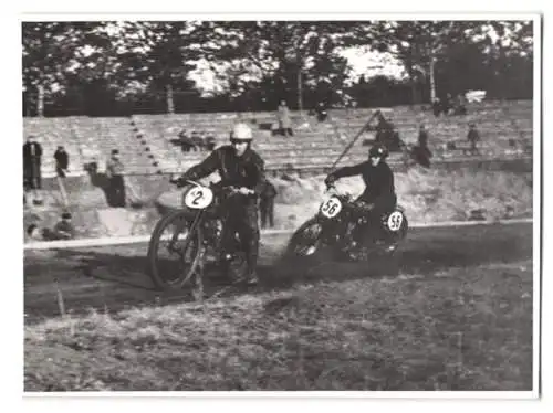 25 Fotografien Speedway Motorrad-Rennen, Rennfahrer BMW-Werksfahrer Startnummer 26, Rennszenen, Motorbike Race