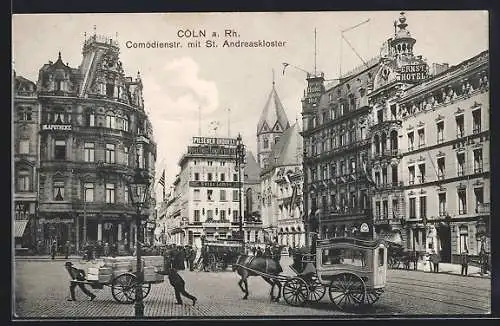 AK Cöln a. Rhein, Comödienstrasse mit St. Andreaskloster