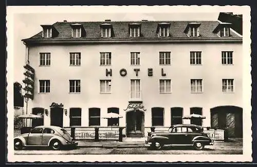 AK Köln a. Rh., Hotel Restaurant Schäfer, Riehlerstrasse 225, VW-Käfer