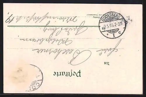 Passepartout-Lithographie Köln-Neustadt, Hohenzollernring, Duftende Grüsse