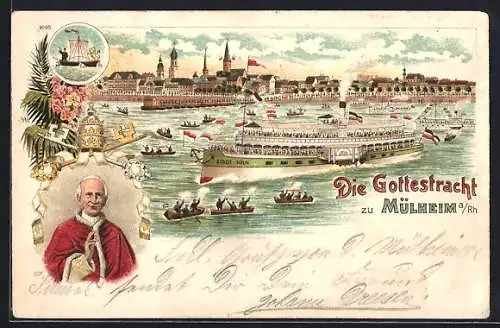 Lithographie Köln-Mülheim, Die Gottestracht, Ortsansicht