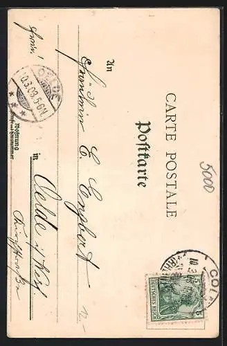 Lithographie Köln, Hahnentor, Siegel mit Kleeblättern