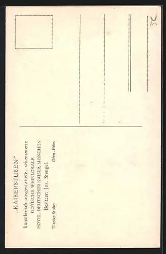 AK München, Innenansicht Hotel Deutscher Kaiser Kaiserstuben