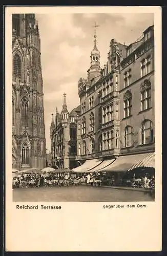 AK Köln, Cafe Reichard-Terrasse gegenüber dem Dom