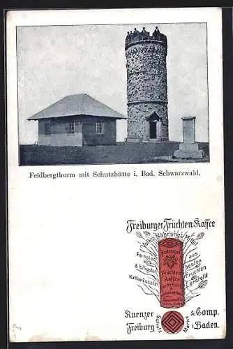 AK Feldberg / Schwarzwald, Feldbergturm mit Schutzhütte