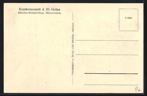 AK München-Nymphenburg, Krankenanstalt des III. Orden, Männerstation