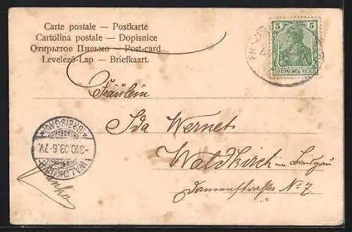 AK Freiburg, Strassenbahn in der Kaiserstrasse mit Martinstor