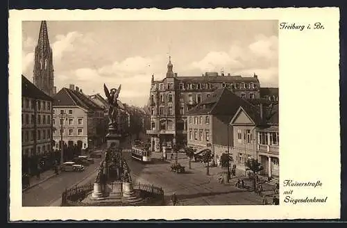 AK Freiburg / Breisgau, Strasse, Strassenbahn