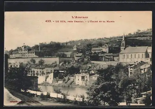 AK Le Gua /Aveyron, L`Église et la Mairie