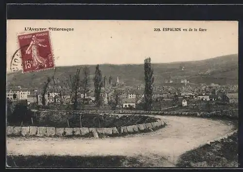 AK Espalion /Aveyron, Panorama vu de la Gare