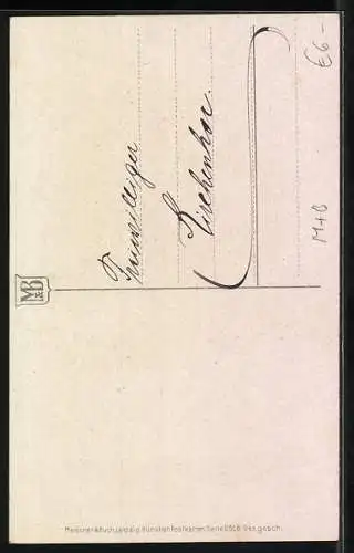 Künstler-AK Meissner & Buch (M&B) Nr. 2518: Vase mit Rosen, Geburtstagsgruss