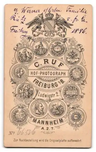 Fotografie C. Ruf, Freiburg, Ludwigstr. 2, Porträt eines Mannes mit Schnurrbart