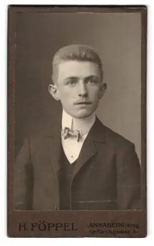 Fotografie H. Föppel, Annaberg, Gr. Kirchgasse 5, Portrait eines jungen Mannes im Anzug