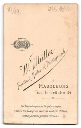 Fotografie W. Müller, Magdeburg, Tischlerbrücke 34, Portrait älterer Herr mit Vollbart & Brille