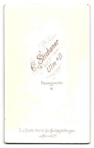 Fotografie C. Stichaner, Ulm, Ensingerstr. 4, Porträt einer Dame im viktorianischen Kleid