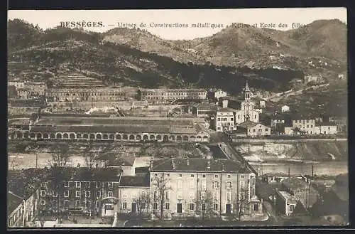 AK Bessèges, Usines de Consturctions métalliques, Eglise et Ecole des filles