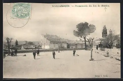 AK Gallargues, Promenade du Jeu de Boules