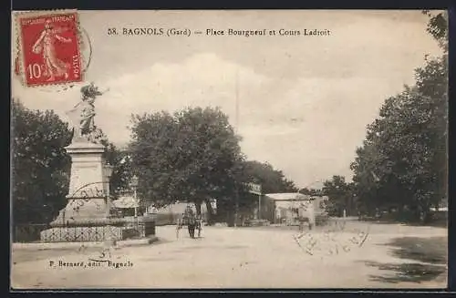 AK Bagnols /Gard, Place Bourgneuf et Cours Ladroit