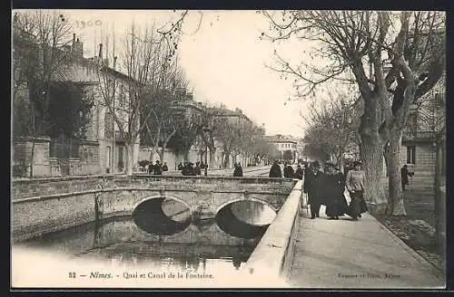 AK Nimes, Quai et Canal de la Fontaine