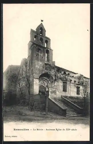 AK Remoulins, La Mairie, Ancienne Eglise du XIIe siecle