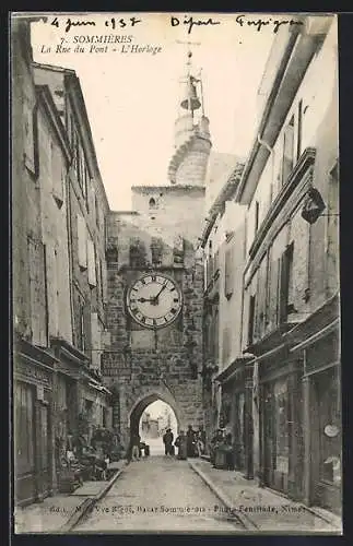 AK Sommieres /Gard, Rue du Pont, L`Horloge