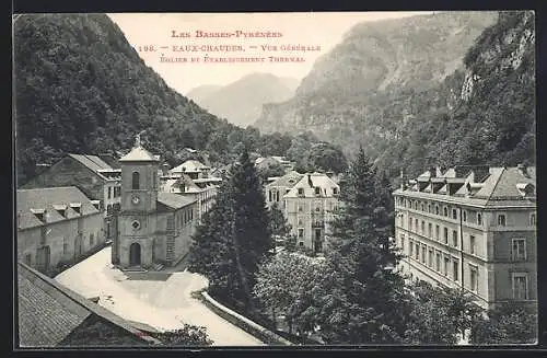 AK Eaux-Chaudes, Vue générale Église et Établissement Thermal