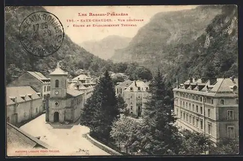 AK Eaux-Chaudes, Vue générale Église et établissement thermal