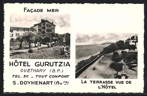 AK Guéthary, Hôtel Gurutzia facade mer, la terrasse vue de l`hôtel