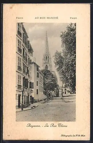 AK Bayonne, La Rue Thiers, Strassenpartie