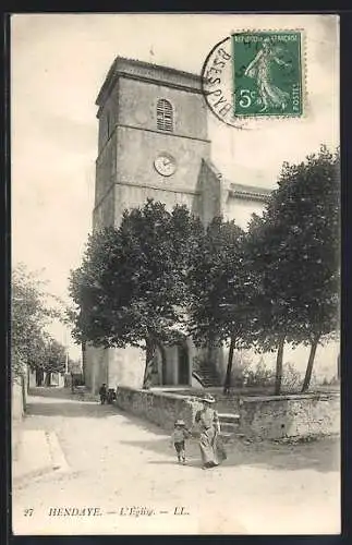 AK Hendaye, L`Eglise von der Strasse aus