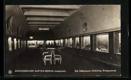 AK Berlin, Zoologischer Garten, Aquarium, Süsswasser-Abteilung, Erdgeschoss