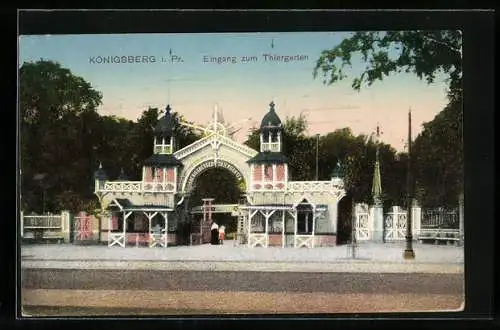 AK Königsberg i. Pr., Eingang zum Tiergarten