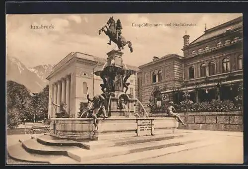 AK Innsbruck, Leopoldsbrunnen und Stadttheater