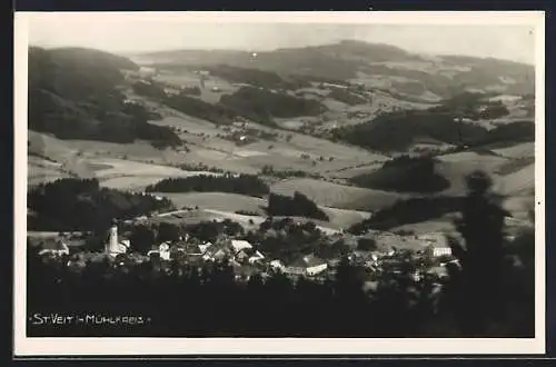 AK St. Veit im Mühlkreis, Gesamtansicht vom Berg aus