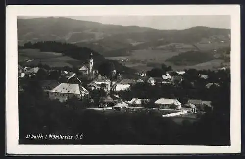 AK St. Veit im Mühlkreis, Ortsansicht aus der Vogelschau